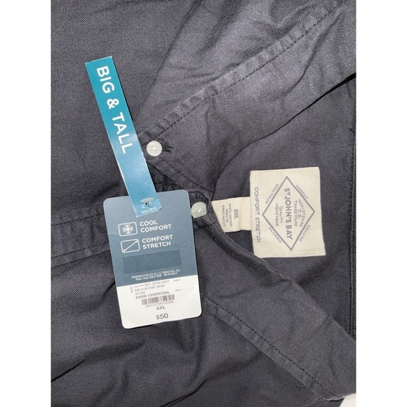 NWT Men's St. John's Bay Big & Tall Long Sleeve Stretch Oxford Shirt Gray 6XL - Picture 6 of 6